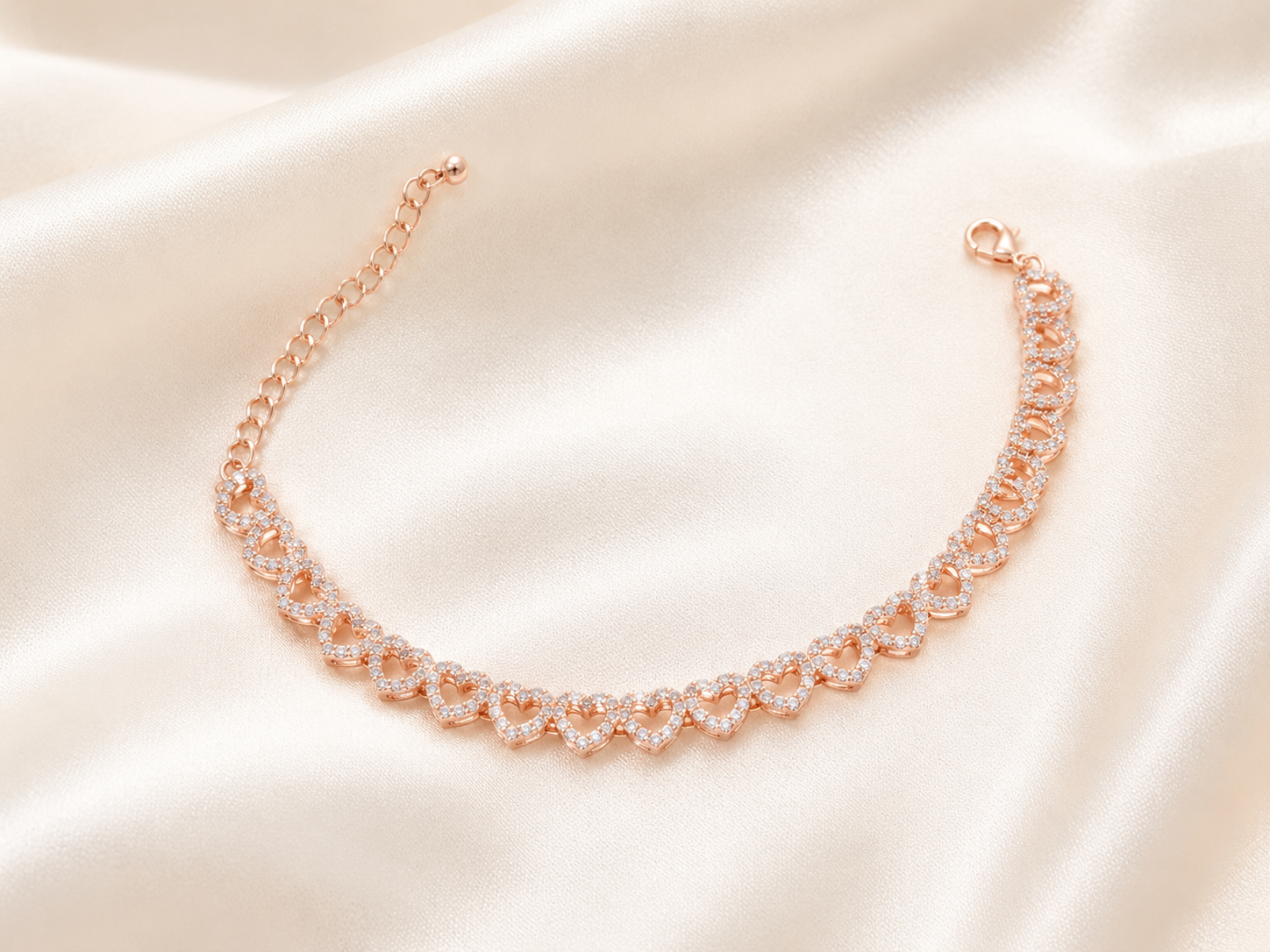 Rose Gold Heart Link Bracelet