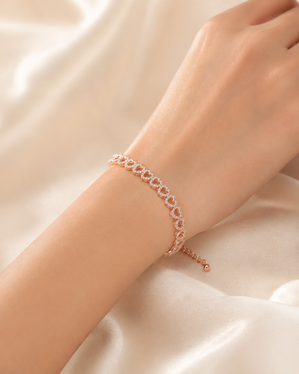 Rose Gold Heart Link Bracelet
