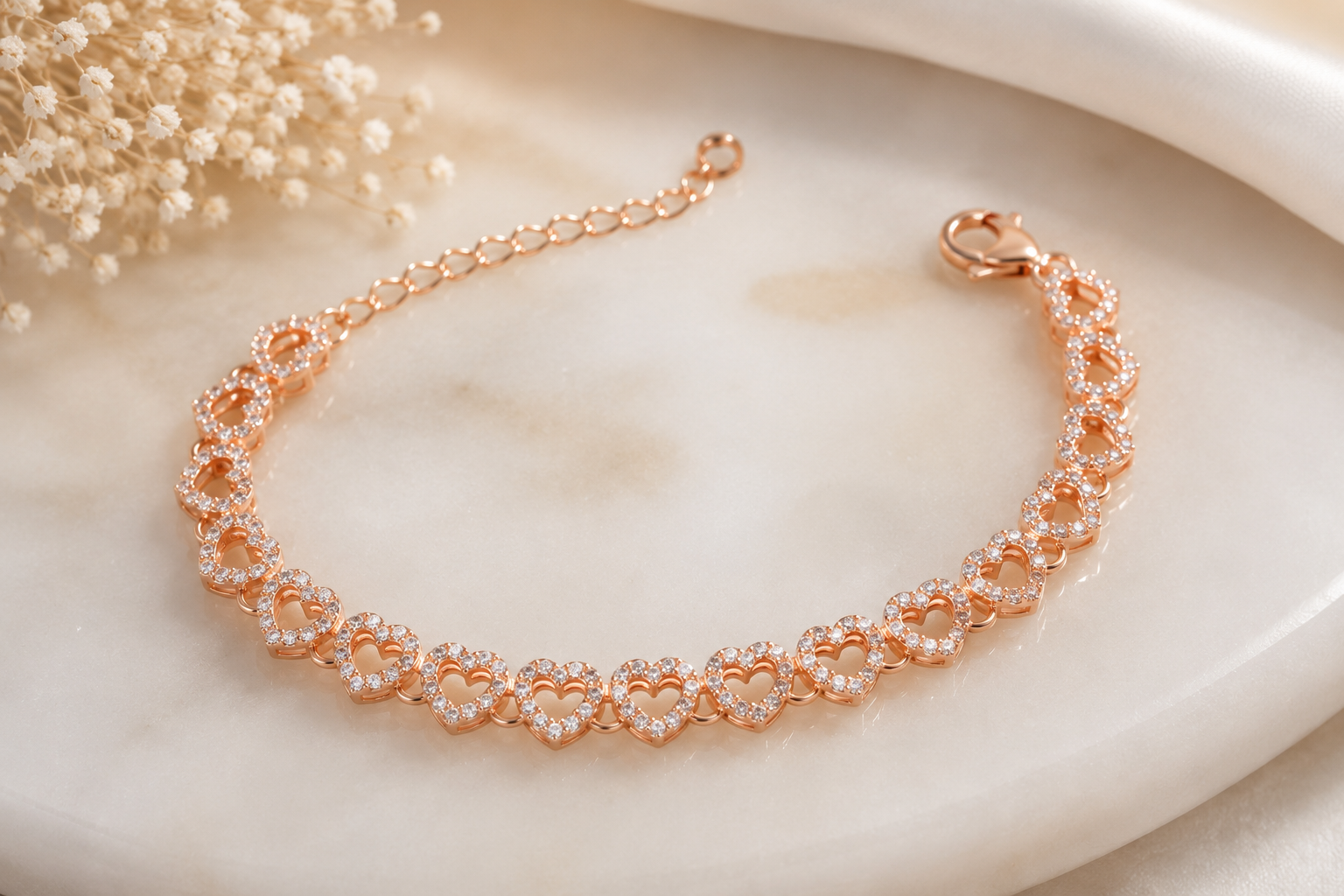 Rose Gold Heart Link Bracelet